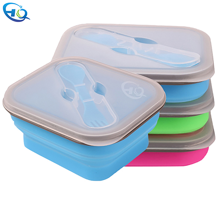 Single grid silicone folding lunch box