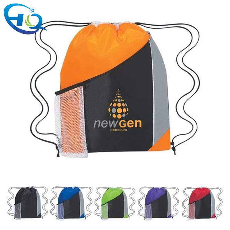 210d Mesh Multi-Pocket DrawString Backpack Bag HQ-1180